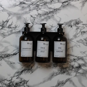 Hobi Demir Sanat 3'Lü Set 500ml Amber, Şampuan, Saç Kremi, Duş Jeli Etiketli Şişe