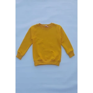 The Wert Unisex Sarı Basic Içi Polarlı Örme Kalın Sweatshirt