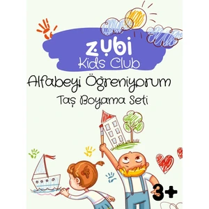 Zubi Kids Club Taş Boyama Alfabe Öğreniyorum 3 Yaş Üstü Zeka Geliştirici 6 Renk Akrilik Boyalı Fırçalı Aktivite Seti