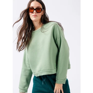 Bisiklet Yaka Düz Su Yeşili Kadın Sweatshırt RAVELLO