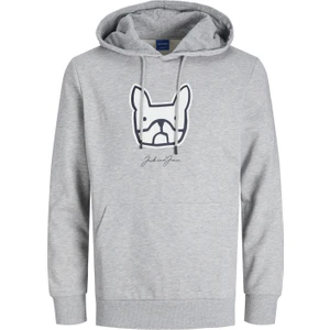 Jack & Jones Kapüşon Yaka Açık Gri Erkek Sweatshirt 12219677_JORCOMRADE Sweat Hood Fst