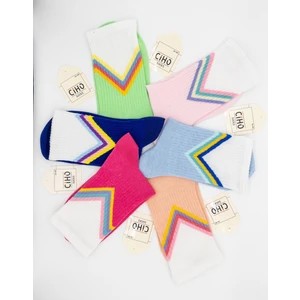 Ciho Socks Cihosocks V Desen 6 Çift Pamuklu Kadın Soket Çorap