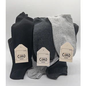 Ciho Socks 6 Çift Siyah Füme Gri Renk Basic Kadın Patik Çorap