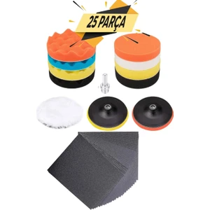 Oto Araç Araba Pasta Cila Çizik Giderici Yün Polisaj Süngeri Pedi 115 Mm Parlatma 25 Parça Seti