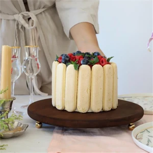 Ahşap 28 cm Altın Ayaklı Sunum Tabağı