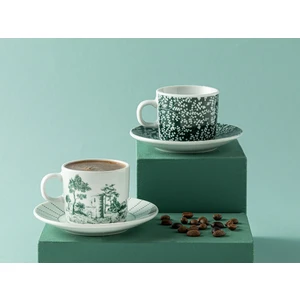 English Home Dear Porselen 2'li Kahve Fincan Takımı 80 ml Koyu Yeşil