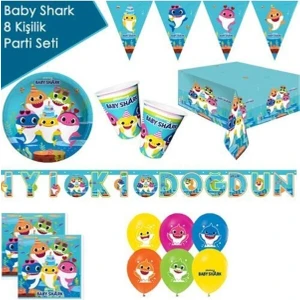 Çıtı Pıtı Store Baby Shark Doğum Günü Parti Seti 8 Kişilik Baby Shark Parti Seti
