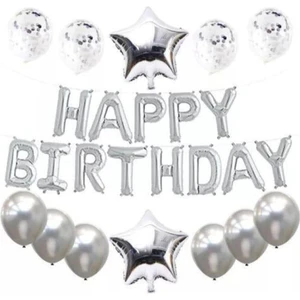Çıtı Pıtı Store Happy Birthday Gümüş Folyo Balon Set