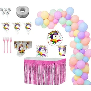 Çıtı Pıtı Store Unicorn Lüks Hazır Doğum Günü Seti 16 Kişilik