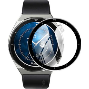 Huawei Watch Gt3 Pro 46 mm Tam Kaplayan Kavisli Ekran Koruyucu 3D Pet Film Zr - Siyah