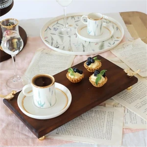 Ahşap 30x15 Cm Altın Ayaklı Kuş Sunum Tabağı