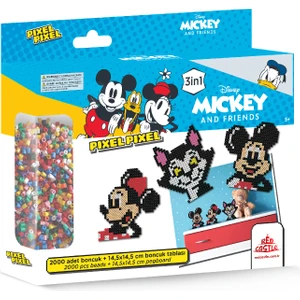 Pixel Pixel Eğitici, Eğlenceli Boncuk Aktivite ve Oyuncak Seti, Disney Mickey & Friends BB29-03