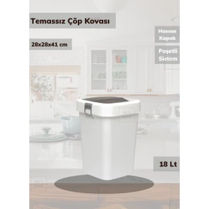Jet’s Home Banyo Çöp Kovası 18 Lt Temassız Çöp Kutusu Beyaz