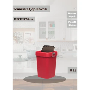 Çöp Kovası Tezgah Üstü Çöp Kutusu Kırmızı 8 Litre