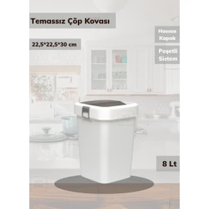 Çöp Kovası Tezgah Üstü Çöp Kutusu Beyaz 8 Litre