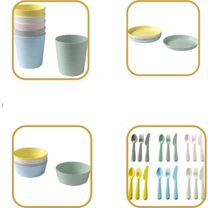 IKEA Kalas Bardak + Tabak + Kase + Çatal Kaşık 4'lü Set