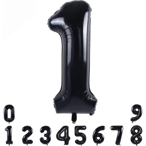Patladı Gitti 1 Siyah Rakam Folyo Balon 34" Inc 82 cm