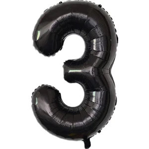 Patladı Gitti 3 Siyah Rakam Folyo Balon 34" Inc 82 cm