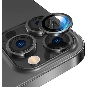 M.TK Moveteck Apple iPhone 14 Pro Max ve Apple iPhone 14 Pro Uyumlu Kamera Lens Koruyucu Yuvarlak Halka 3'lü Set
