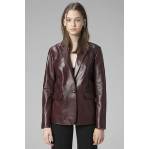 WM011 Gerçek Deri Kadın Blazer Ceket
