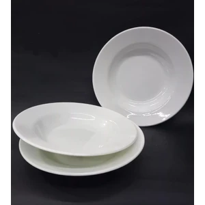 6 Adet Beyaz Melamin Çukur Yemek Tabağı 21X3CM Haşlama,kurufasulye Hesaplı Sulu Yemek Kabı Kaliteli