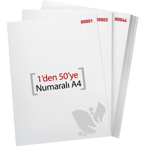 A4 Numaralı Kağıt 1-50 / 80 Gr