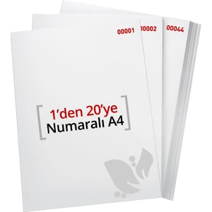 1-20 Numaralı A4 80 gr. Kağıt