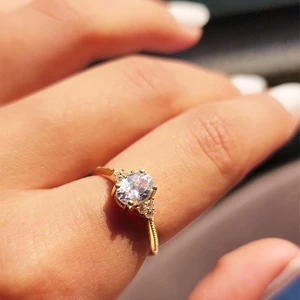 Fasek Gold Gümüş Yüzük -  1.05CT-0.20CT Pırlanta (Signty) Italyan Kol Balık Sırtı Güverseli Evlilik Teklifi Tektaş Gümüş Yüzük