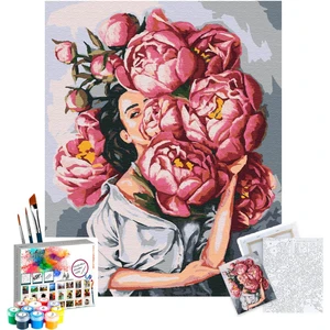 Sayılarla Boyama Seti 40 x 50 cm Tuval Şasesine Gerili Çiçekli Kadın