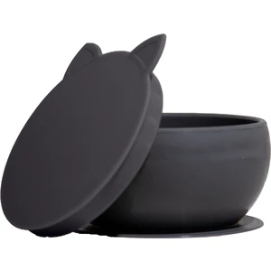 Kitten Vakum Tabanlı Kapaklı Silikon Kase Moon Gray