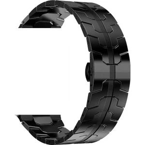 Apple Watch Series 3 4 5 44MM Kordon Titanium Alaşımlı Metal Krd 63 Siyah