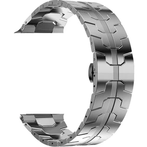 Apple Watch 7 45MM Kordon Titanium Alaşımlı Metal Krd 63 Gümüş