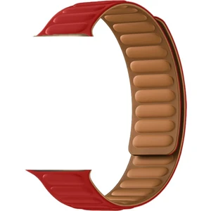 Apple Watch Se 2 2022 40MM Kordon Deri Mıknatıslı Gizli Mıknatıslı Krd 34 Kırmızı