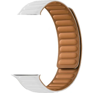Apple Watch Se 2 2022 40MM Kordon Deri Mıknatıslı Gizli Mıknatıslı Krd 34 Beyaz