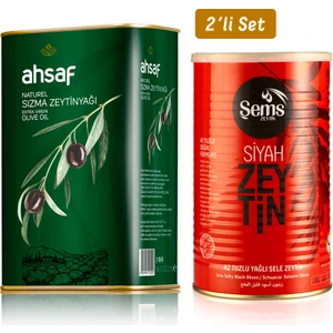 Natürel Sızma Zeytinyağı 1 Lt Teneke - Yağlı Sele Siyah Zeytin 900 gr (291-320)