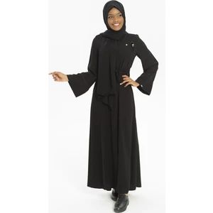 Çıtçıtlı Siyah Biyeli Siyah Ferace 3402