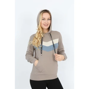 Banada Moda Desenli Kapüşonlu Uzun Kollu Kanguru Cep Sweatshirt