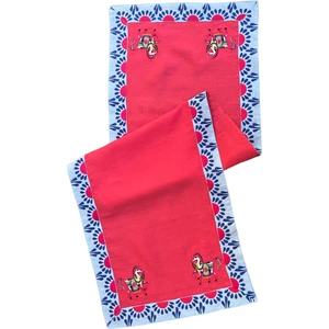 Ge Living Pembe At Desenli Keten Dekoratif Runner ( 1 Adet )