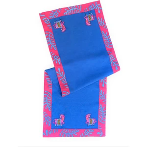 Ge Living Pembe Zebra Desenli Lacivert Keten Dekoratif Runner ( 1 Adet )