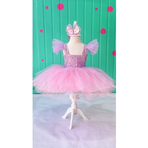 PANO KİDS Rapunzel Kostümü Kısa Model Elbise