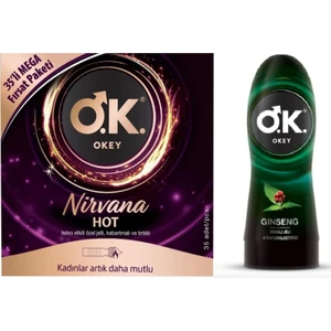 Nirvana 35'li Isıtıcı Etkili Özel Jelli Kabartmalı ve Tırtıklı Prezervatif + Okey Masaj Jeli ve  Ginseng 200 ml