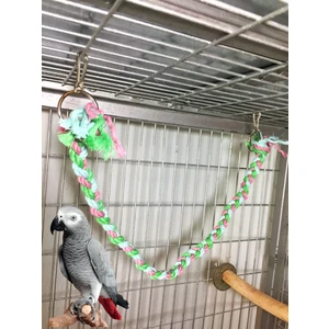 Ciko Kafes Papağan Kuş Örgülü Renkli Halatı