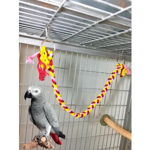 Ciko Kafes Papağan Kuş Örgülü Renkli Halatı