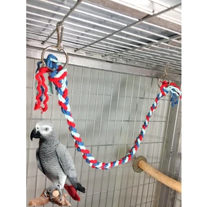 Ciko Kafes Papağan Kuş Örgülü Renkli Halatı