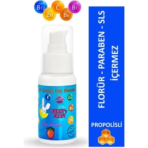 Bunny's Craft Çocuk Diş Macunu Propolis ve Doğal Çilek Aromalı 50 ml