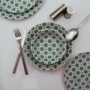 Arna Porselen Point 24 Parça 6 Kişilik Yemek Takımı-Yeşil