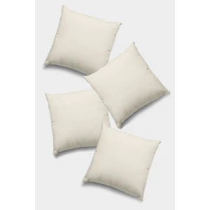 4'lü 43 x 43 cm Ekru Tay Tüyü Döşemelik Premium Kumaş Dekoratif Çift Taraflı Kırlent Kılıfı KRL003