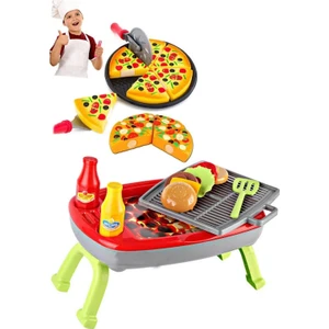 Berattoys Oyuncak Mangal Seti Barbekü Seti ve Kesilebilir Pizza Seti  Evcilik Oyuncakları