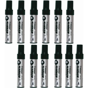 Siyah Permanent Markör Marker Kesik Uçlu Koli Kalemi Siyah 10 mm MR-6010 12 Adet
