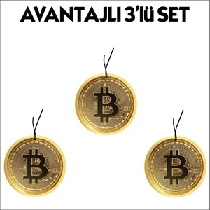 Jet Hızında Jethızında 3'lü Set Bitcoin Tasarımlı Dekoratif Araç Kokusu
